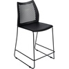 image:imageFlash Furniture Hercules Stacking Counter Height Stool with Vented Backrest and Gray Powder Coated Steel Sled Base with Integrated Footrest Commercial Portable Stool Set of 3 NavyBlack PlasticBlack Frame