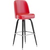 image:imageFlash Furniture James Commercial Grade Metal Barstool with Swivel Bucket Seat Vinyl Upholstered Seat Tubular Footrest Weathered BrownRed