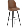 image:imageFlash Furniture James Commercial Grade Metal Barstool with Swivel Bucket Seat Vinyl Upholstered Seat Tubular Footrest Weathered BrownWeathered Brown