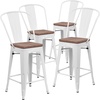 image:imageFlash Furniture Lily 24 High Orange Metal Counter Height Stool with Back and Wood SeatWhite