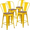 image:imageFlash Furniture Lily 24 High Orange Metal Counter Height Stool with Back and Wood SeatYellow