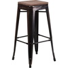 image:imageFlash Furniture Lily 30 High Backless Black Metal Barstool with Square Wood SeatBlackantique Gold
