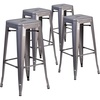image:imageFlash Furniture Lincoln 30 High Backless Clear Coated Metal Indoor Barstool with Square SeatSet of 4