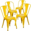 image:imageFlash Furniture Luke Commercial Grade 4 Pack Yellow Metal IndoorOutdoor Stackable Chair
