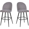 image:imageFlash Furniture Lyla Commercial Grade Modern Armless Barstools  Black LeatherSoft Upholstery  30 Barstool  Contoured Backrest  Steel Frame amp Footrest  Set of 2Gray Faux Linen