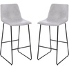 image:imageFlash Furniture Reagan 30 LeatherSoft Barstools with Footrest MidCentury Modern Bucket Style Bar Height Stools Set of 2 Light Gray
