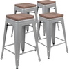 image:imageFlash Furniture Sinclair 24 High Backless Mint Green Counter Height Stool with Square Wood SeatSilver