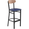 Natural Birch Wood Back/Blue Vinyl Seat