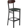 Walnut Wood Back/Green Vinyl Seat