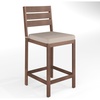 image:imageMartha Stewart Bedford IndoorOutdoor Aluminum Patio Bar Stools with Brushed Woodgrain Finish in Gray and Gray AllWeather Cushions Set of 2Brown