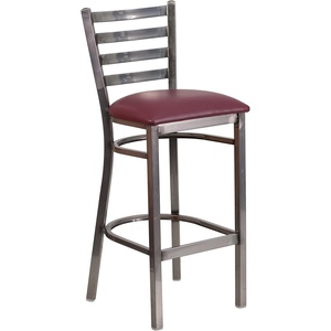 image:imageFlash Furniture 2 Pack HERCULES Series Silver Antique Finish with Clear Coat Ladder Back Metal Restaurant Barstool  Black Vinyl SeatBurgundy Vinyl SeatClear Coated Metal Frame