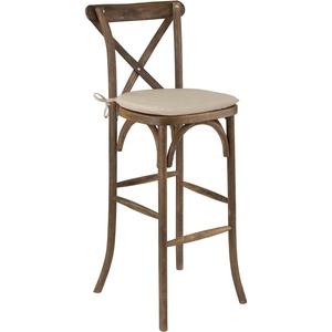 image:imageFlash Furniture 2 Pk HERCULES Series Dark Antique Wood Cross Back Barstool with Cushion1 Pack
