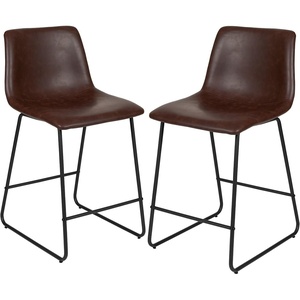 image:imageFlash Furniture 24 in LeatherSoft Barstool Dark Brown 2Pack  Commercial Grade Counter Height