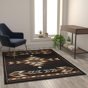image:imageFlash Furniture Amado Collection Rustic Southwestern Area Rug  NonShedding Brown Olefin Fibers  5 x 7  Jute Backing  Bedroom Living Room Entryway5 x 7 Rectangular
