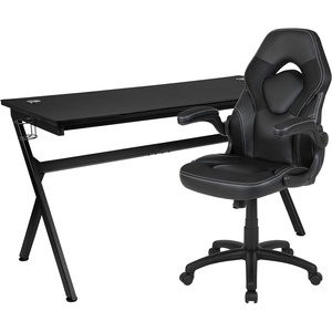 image:imageFlash Furniture Black Gaming Desk and RedBlack Racing Chair Set with Cup Holder Headphone Hook and MonitorSmartphone StandBlack