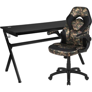 image:imageFlash Furniture Black Gaming Desk and RedBlack Racing Chair Set with Cup Holder Headphone Hook and MonitorSmartphone StandCamouflage