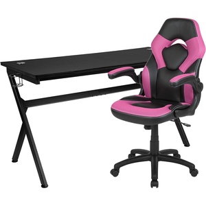 image:imageFlash Furniture Black Gaming Desk and RedBlack Racing Chair Set with Cup Holder Headphone Hook and MonitorSmartphone StandPink