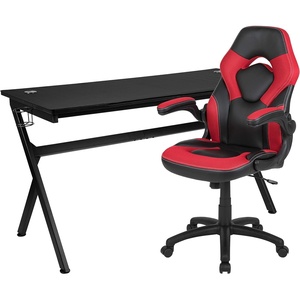 image:imageFlash Furniture Black Gaming Desk and RedBlack Racing Chair Set with Cup Holder Headphone Hook and MonitorSmartphone StandRed