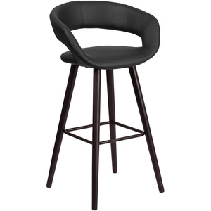 image:imageFlash Furniture Brynn Series 29 High Contemporary Cappuccino Wood Barstool in Black VinylBlack