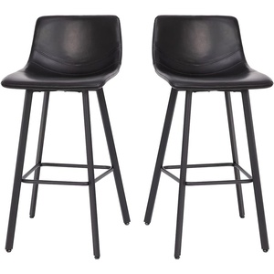 image:imageFlash Furniture Caleb Modern Armless 24 Inch Counter Height Stools Commercial Grade with Footrests and Matte Metal Frames Set of 2Black LeathersoftBlack