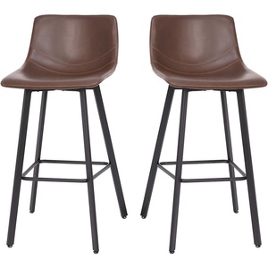 image:imageFlash Furniture Caleb Modern Armless 24 Inch Counter Height Stools Commercial Grade with Footrests and Matte Metal Frames Set of 2Chocolate Brown LeathersoftBlack