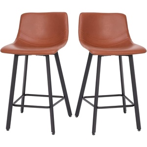 image:imageFlash Furniture Caleb Modern Armless 24 Inch Counter Height Stools Commercial Grade with Footrests and Matte Metal Frames Set of 2Cognac LeathersoftBlack