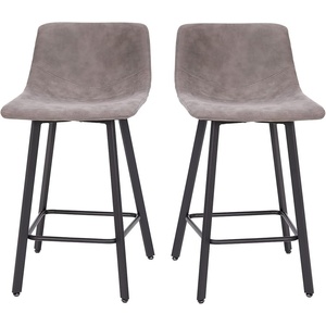 image:imageFlash Furniture Caleb Modern Armless 24 Inch Counter Height Stools Commercial Grade with Footrests and Matte Metal Frames Set of 2Gray LeathersoftBlack