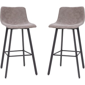 image:imageFlash Furniture Caleb Modern Commercial Barstools with Footrests  Gray LeatherSoft 30 Inch  Black Matte Iron Frame  Armless  Set of 2