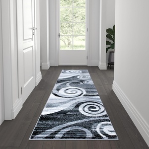 image:imageFlash Furniture Cirrus Collection Swirl Patterned Area Rug  Turquoise Olefin Fibers with Jute Backing  8 x 10  Entryway Living Room BedroomGrey