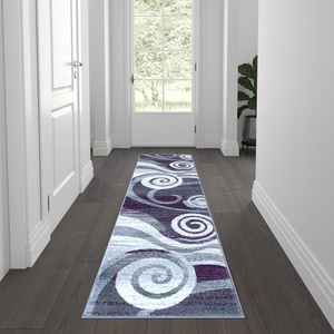 image:imageFlash Furniture Cirrus Collection Swirl Patterned Area Rug  Turquoise Olefin Fibers with Jute Backing  8 x 10  Entryway Living Room BedroomPurple