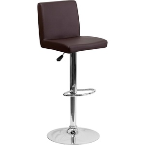image:imageFlash Furniture Contemporary Black Vinyl Adjustable Height Barstool with Panel Back and Chrome Base Pack of 1Brown