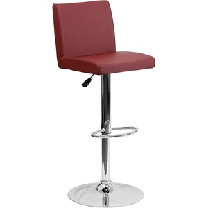 image:imageFlash Furniture Contemporary Black Vinyl Adjustable Height Barstool with Panel Back and Chrome Base Pack of 1Burgundy