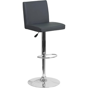 image:imageFlash Furniture Contemporary Black Vinyl Adjustable Height Barstool with Panel Back and Chrome Base Pack of 1Grey