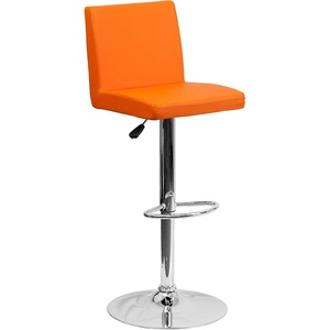 image:imageFlash Furniture Contemporary Black Vinyl Adjustable Height Barstool with Panel Back and Chrome Base Pack of 1Orange