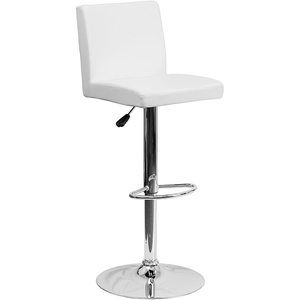 image:imageFlash Furniture Contemporary Black Vinyl Adjustable Height Barstool with Panel Back and Chrome Base Pack of 1White