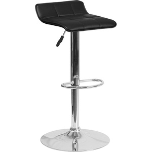 image:imageFlash Furniture Contemporary Black Vinyl Adjustable Height Barstool with Quilted Wave Seat and Chrome Base Pack of 1Black