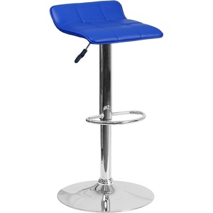 image:imageFlash Furniture Contemporary Black Vinyl Adjustable Height Barstool with Quilted Wave Seat and Chrome Base Pack of 1Blue