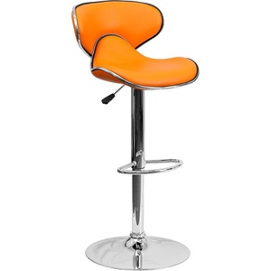 image:imageFlash Furniture Devin Contemporary Cozy MidBack White Vinyl Adjustable Height Barstool with Chrome BaseOrange