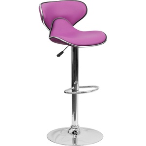 image:imageFlash Furniture Devin Contemporary Cozy MidBack White Vinyl Adjustable Height Barstool with Chrome BasePurple