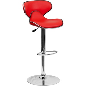 image:imageFlash Furniture Devin Contemporary Cozy MidBack White Vinyl Adjustable Height Barstool with Chrome BaseRed