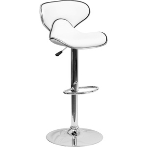 image:imageFlash Furniture Devin Contemporary Cozy MidBack White Vinyl Adjustable Height Barstool with Chrome BaseWhite