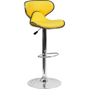 image:imageFlash Furniture Devin Contemporary Cozy MidBack White Vinyl Adjustable Height Barstool with Chrome BaseYellow