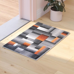 image:imageFlash Furniture Elio Collection Color Blocked Pattern Area Rug  High Pile Purple Olefin Rug  2 x 3 Area Rug  Jute Backing  Hallway Entryway BedroomOrange