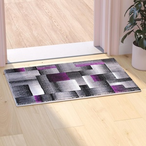 image:imageFlash Furniture Elio Collection Color Blocked Pattern Area Rug  High Pile Purple Olefin Rug  2 x 3 Area Rug  Jute Backing  Hallway Entryway BedroomPurple