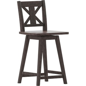 image:imageFlash Furniture Gwendolyn Commercial Modern Farmhouse Barstool  Antique White Wash Frame  Gray Wash Seat  Counter Height  360 Swivel Seat  Integrated FootrestGray Wash Walnut