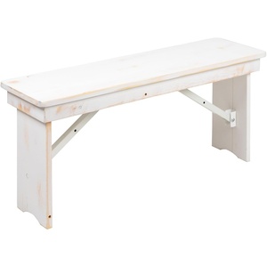 image:imageFlash Furniture HERCULES 40 x 12 Folding Farm Bench Solid Pine Entryway Bench in Light NaturalAntique Rustic White