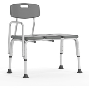 image:imageFlash Furniture HERCULES Series 300 Lb Capacity Adjustable Gray Bath amp Shower Transfer Bench with Back and Side ArmGrey