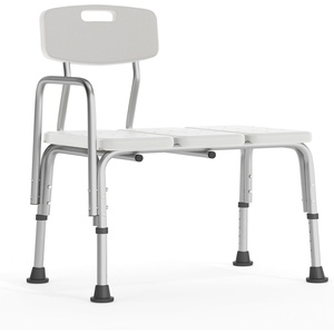 image:imageFlash Furniture HERCULES Series 300 Lb Capacity Adjustable Gray Bath amp Shower Transfer Bench with Back and Side ArmWhite