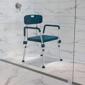 image:imageFlash Furniture HERCULES Series 300 Lb Capacity Adjustable White Bath amp Shower Chair with Quick Release Back amp ArmsNavy
