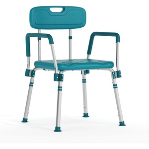image:imageFlash Furniture HERCULES Series 300 Lb Capacity Adjustable White Bath amp Shower Chair with Quick Release Back amp ArmsTeal
